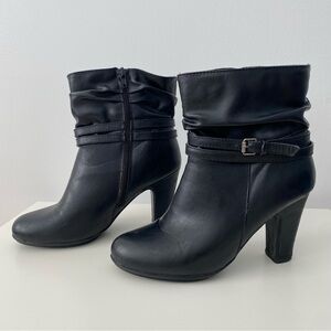 3/$30💚Transit black ankle boots heels faux leather size 39 womens
